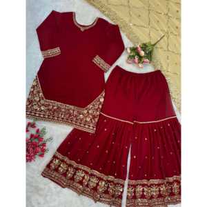 Conjunto de ropa de fiesta de diseñador para mujer, parte superior inferior Dupatta con bordado elegante - Product Image 4