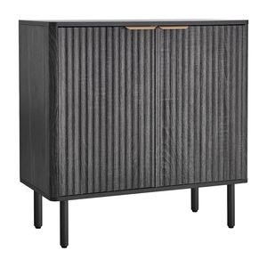 Mobile buffet a 2 livelli scanalato in stile Mid-Century con anta scorrevole, per soggiorno - Product Image 1