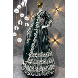 ชุด anarkali พร้อมจี้และ dupatta สวมสำหรับงานเลี้ยงตอนเย็นที่สวยงาม - Product Image 4
