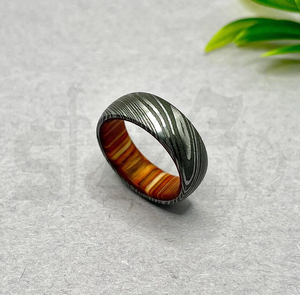 Hot Selling Handmade Wood Damascus Steel <b>Ring</b> for <b>Men</b> Women Wedding Band Fashion Party <b>Ring</b> Custom Latest Design OEM Supplier - Product Image 1