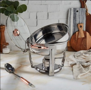 ชุดอุ่นอาหารบุฟเฟ่ต์สแตนเลสทรงกลม ขนาด 5 ควอร์ต จำนวน 4 ชิ้น พร้อมถาดเต็มใบ ราคาประหยัด - Product Image 3