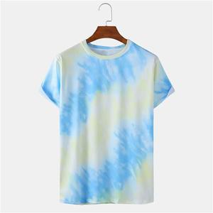T-shirt unisexe en tissu tricoté surdimensionné avec logo personnalisé, imprimé tie-dye sur toute la surface, pour hommes - Product Image 1
