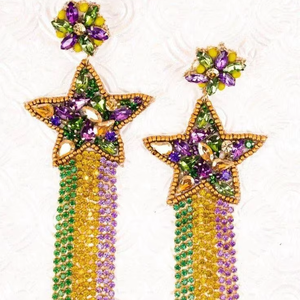<b>Earrings</b> seed beads embroidery Mardi Gras <b>earring</b> from india <b>handmade</b> <b>earring</b> for women and girls by MD HANDICRAFTS - Product Image 1