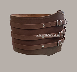 Armure médiévale artisanale en cuir marron, réglable, avec trois boucles, protection de la taille, pour cosplay, reconstitution historique, costumes de Saint-Valentin, de films et de séries TV - Product Image 2