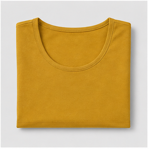 T-shirt court ajusté jaune moutarde à col rond et manches courtes pour femme WTS-0133 - Product Image 5