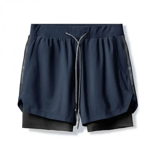 Pantalones cortos para correr 2 en 1 para hombre, pantalones cortos de gimnasio de secado rápido, pantalones cortos deportivos con forro de compresión, pantalones cortos de entrenamiento transpirables, pantalones cortos ligeros para Fitness - Product Image 3