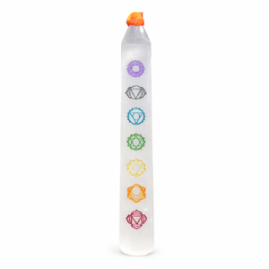 Varita de Selenita Natural Pulida, Cristal de Chakra, 7 Chakras Grabados, Energía Curativa, Limpieza, Meditación, Masaje - Product Image 1