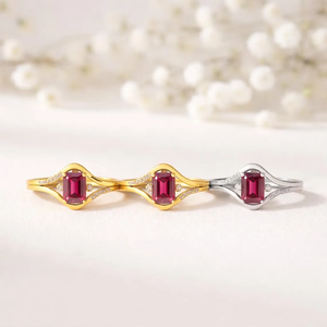 <b>Emerald</b> Cut Ruby <b>Ring</b> Split Shank July Birthstone <b>Ring</b> Natural Red Gemstone Statement <b>Ring</b> 925 Sterling <b>Silver</b> 18K Gold Filled - Product Image 3