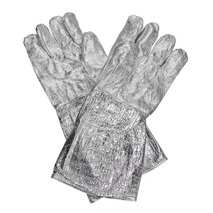 Personal Protective Equipment <b>Fire</b> Proof Aluminized Split Leather Welding Gloves General Purpose Safety Cuff Industrial CE - Product Image 3