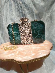 Sac de soirée FAIZA CRAFT orné de pierres en résine, écologique, peint à la main, forme personnalisée, pour mariage et fête - Product Image 6