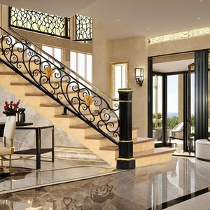 Rampe d'escalier élégante en fer forgé, garde-corps moderne en acier pour escalier, main courante métallique durable, finition résistante à la rouille - Product Image 5
