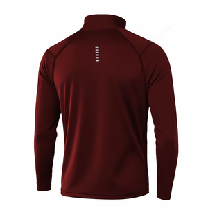 Best Quality 3/4 Quarter T-Shirt Maroon Color Polyester Fabric Eco Friendly Street Wear Adult <b>Men</b> <b>half</b> Zip T-Shirt For <b>Men's</b> - Product Image 1
