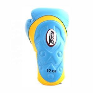 Guantes de Boxeo TWINS de Puño Largo Azul Cielo y Amarillo, Guantes de Boxeo TWINS de Cuero Premium para Entrenamiento Profesional, Guantes de Sparring TWINS - Product Image 3