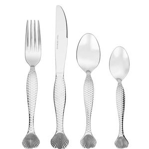 Ensemble de couverts en acier inoxydable poli miroir, 4 pièces, qualité alimentaire, sans BPA, en métal argenté, fabriqués à la main, pour restaurants - Product Image 4