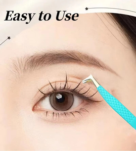 Pinzas Profesionales para Pestañas de Volumen, Punta Curva, Aplicador de Cejas, Acero Inoxidable Antimagnético, Mango Suave y Cómodo, 10 mm - Product Image 3