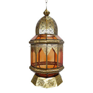 Disponible venta al por mayor latón corte láser linternas marroquíes hogar Eid decorativo jardín techo colgante Mesa tradición Metal - Product Image 5