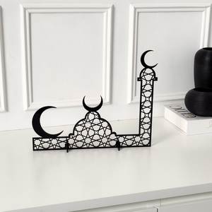 Centro de mesa tradicional de metal con diseño de luna creciente y estrella para la decoración del hogar en la celebración del Eid. - Product Image 4