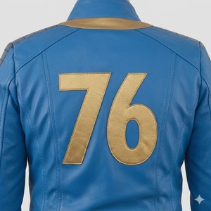 แจ็คเก็ตหนังคอสเพลย์ Fallout สีน้ำเงิน ชุด Vault ทรงเข้ารูปสำหรับผู้หญิง เสื้อคลุมฮาโลวีน แจ็คเก็ตบอมเบอร์ ของขวัญสำหรับเกมเมอร์ ทำด้วยมือ - Product Image 6