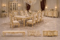 Ensemble de table à manger en teck noir et or baroque moderne de luxe, taille personnalisée professionnelle pour la maison