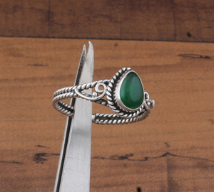 Classic Minimalist Natural Green Jade Bezel <b>Set</b> 925 Sterling Silver Adjustable Dainty Gemstone <b>Ring</b> <b>for</b> <b>Women</b> Certified Gift - Product Image 2