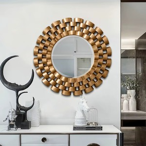 Luxury <b>Gold</b> Round Handmade Contemporary Decorative Glass Wall <b>Mirror</b> Modern Metal <b>Frame</b> Living Room Home Decor REHMAN CRAFT - Product Image 4