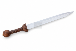 Espada Corta Medieval Vikinga Romana de Acero de Alto Carbono, Estilo Martillo Oscuro, con Funda de Madera y Detalles de Latón - Product Image 2