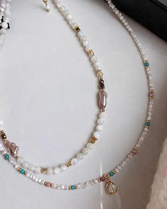 Freshwater Pearl Beaded <b>Necklace</b> Baroque Pearl Layered Choker 24K Gold Plated Minimalist Jewelry - Product Image 6