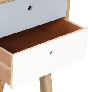 Mesita de Noche de Madera de Mango Sólida Blanca con Acabado en Color Gris Marrón - Product Image 4