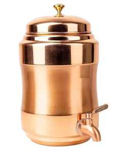 Premium Hammered Copper Water Dispenser <b>Set</b> with Stand and Two Tumblers 8L Large Capacity Ayurvedic Pure Metal Storage Tank - Product Image 6
