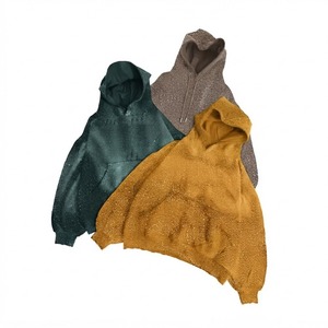 Sweat-shirt à capuche oversize unisexe 100% coton French Terry couleur unie décontracté streetwear automne pull tricoté strass - Product Image 1