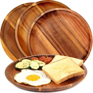 Vaisselle de table pour servir les aliments, assiettes en bois, assiettes et plats en bois massif faits à la main, ensemble réutilisable, écologique, cuisine - Product Image 5