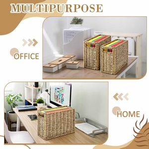 Seagrass Hanging File <b>Box</b> <b>Collapsible</b> Portable Filing Basket Handmade <b>Storage</b> Basket Wholesale eco-friendly Made in Viet Nam - Product Image 5