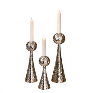 Luxury <b>Hammered</b> Metal Candle <b>Holder</b> Set Decorative Tabletop Candle Stand for Home Decor Centerpiece Wedding Dining Room - Product Image 1
