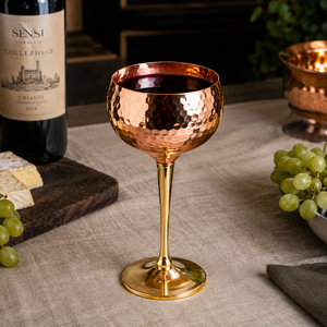 Verre à vin martelé en cuivre, coupe à cocktail en laiton, vaisselle métallique de luxe pour bar, restaurant, mariage, fête à domicile - Product Image 3