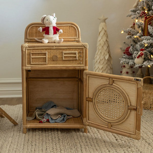 Handmade toy washing <b>machine</b> natural rattan washer miniature pretend play toys for toddlers - Product Image 5