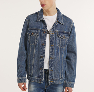 Chaqueta de Mezclilla para Hombre de Alta Calidad, Lavado a la Piedra, Corte Regular, Cierre de Botones, Color Sólido, Ropa de Invierno Informal, 100% Algodón - Product Image 1