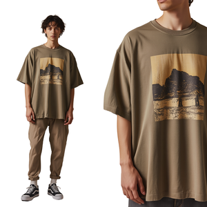 Men Oversized Graphic T-Shirt Skater Style Streetwear Loose Baggy Fit Short Sleeve O-Neck 320g Customized <b>Logo</b> Digital Print - Product Image 4