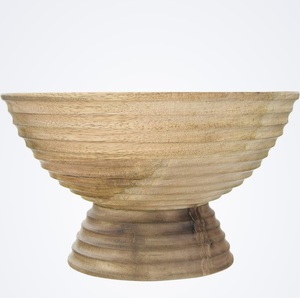 Modern Wooden Bowl Printed Pattern Decorative Serving Bowl Stylish <b>Table</b> Decor Handmade Wood Storage Bowl Home Use - Product Image 6