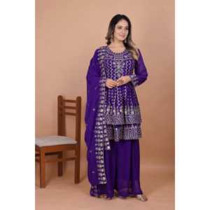 Ensemble Sharara pour femmes, tenue de soirée, avec broderie de sequins - Product Image 3