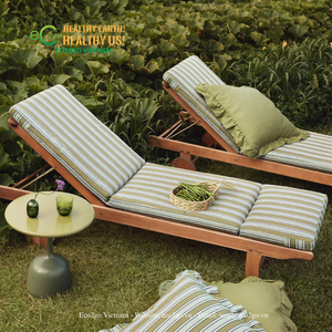 ECO2GO VIETNAM Chaise longue en bois style resort, design vague, coussin en option, surface inclinable confortable, jardin, hôtel, villa - Product Image 2