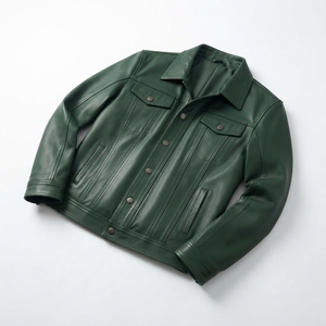 Custom Men's Genuine Leather Motorcycle <b>Jacket</b> Washed Autumn Waterproof Thick <b>Smart</b> Casual Front Logo Eco Friendly Outdoor Wear - Product Image 4