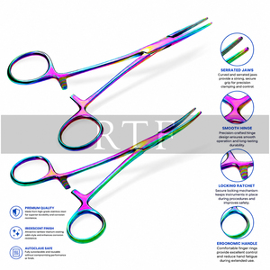Pinces Kelly multicolores arc-en-ciel de qualité supérieure - Hémostat à artère en acier inoxydable de haute qualité pour la chirurgie abdominale manuelle - Product Image 5