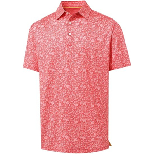 Men's Short Sleeve Printed Golf Shirt Regular Fit <b>Knitted</b> Quick Dry Red <b>Patterned</b> Design - Product Image 6