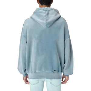 เสื้อฮู้ดฟลีซฤดูหนาวไซส์ใหญ่พิเศษแบบกำหนดเอง ล้างสีแบบแอซิดวอช ขายส่ง ไซส์ใหญ่ สีพื้น ผ้าฝ้าย 100% สไตล์ลำลอง สำหรับผู้ชาย รับผลิตแบบ OEM - Product Image 5