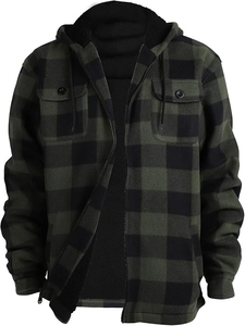 Wholesale ARTIZ INTERNATIONAL Letterman <b>Flannel</b> <b>Jacket</b> Durable Windproof Eco-Friendly Hooded Nylon/Cotton Front Logo <b>Men's</b> - Product Image 2