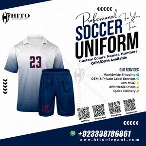 2025 ropa de fútbol para hombres, uniformes deportivos, conjunto de sublimación, camiseta de fútbol de Pakistán, sin cuello, Color blanco y azul, manga corta - Product Image 5