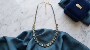Collier en pierres précieuses de labradorite facettée en argent sterling 925 plaqué or avec chaîne réglable pour les fêtes, les mariages, les cadeaux - Product Image 5
