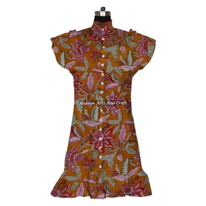 Cotton Block Print <b>Short</b> Sleeveless <b>Top</b> <b>Tunic</b> Vintage Style Summer Tank <b>Top</b> For Women And Girls <b>Short</b> Length Smock Casual Wear - Product Image 4