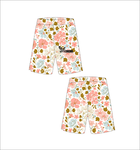 Pantalones Cortos de Baloncesto Personalizados con Diseño Floral Crema y Melocotón, Detalles Azul Claro, Malla Transpirable, Ropa Deportiva para Entrenamiento y Uso Diario - Product Image 1