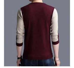 Suéter Casual Básico para Hombre, Diseño Intarsia con Bloques de Color, Tallas Grandes, Corte Ajustado, Cuello Redondo, Manga Larga - Product Image 2